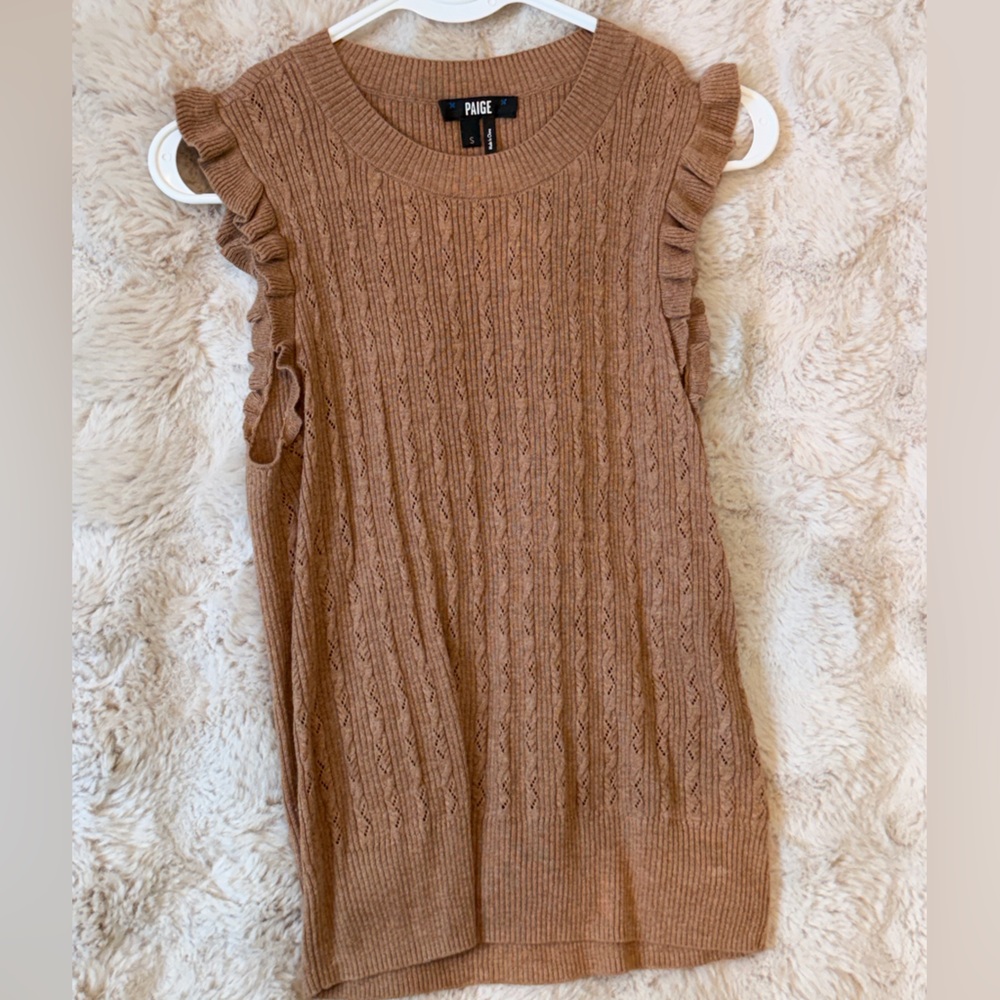 PAIGE Tan Ribbed Knit Sweater